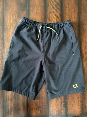 GAP Boys Black Swim Trunks with Lime Drawstring